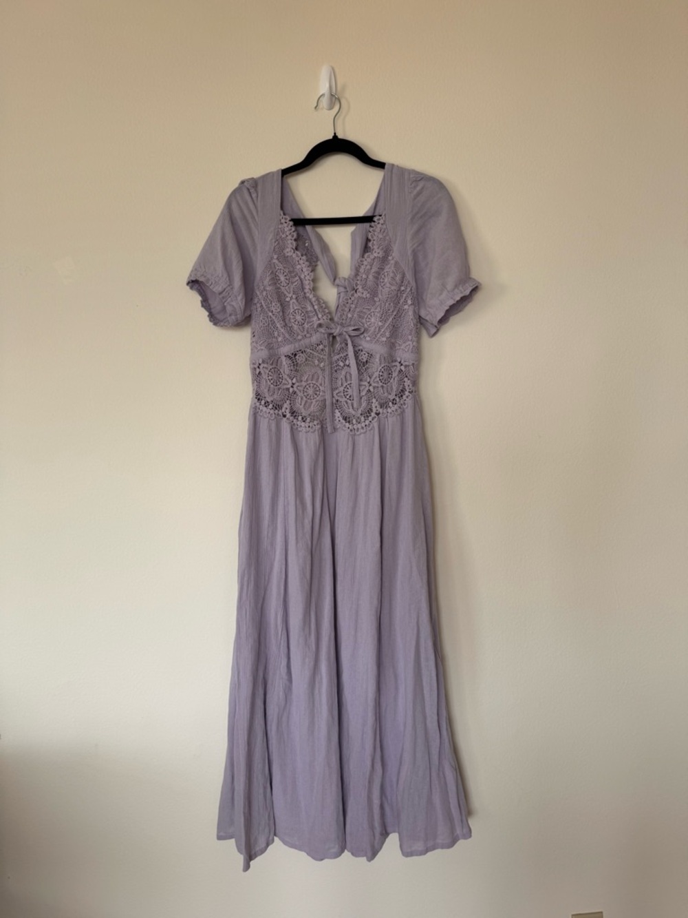 Free People NWT Size L All You Need Is Lace Midi Dress Lavender Blue Purple